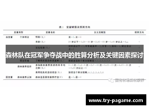 森林队在冠军争夺战中的胜算分析及关键因素探讨 森林队在冠军争夺战中的胜算分析及关键因素探讨