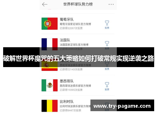 破解世界杯魔咒的五大策略如何打破常规实现逆袭之路 破解世界杯魔咒的五大策略如何打破常规实现逆袭之路